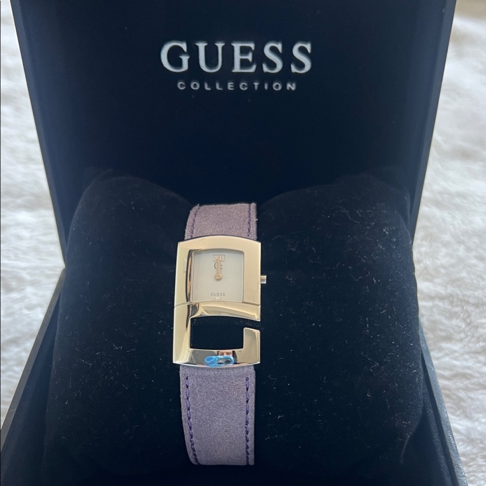 Guess collection silver “G”with Purple Strap